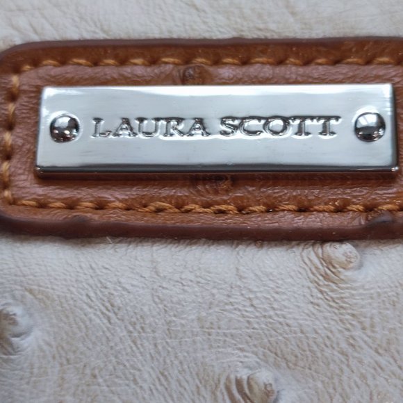 Laura Scott hand / shoulder bag / purse cream with brawn design - Picture 6 of 10